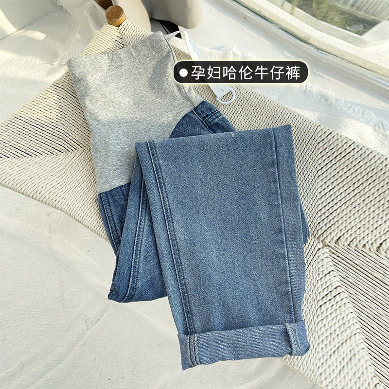孕妇女春装2022年新款宽松牛仔裤 夏娜莎孕妇直筒裤