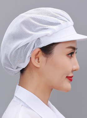 帽子女网帽夏季透气厨师帽
