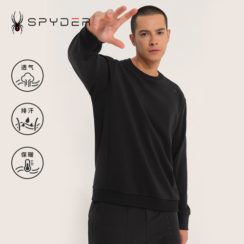 SPYDER新品男子户外休闲加绒卫衣SKI LIFE秋冬圆领上衣23MR315M - 图0