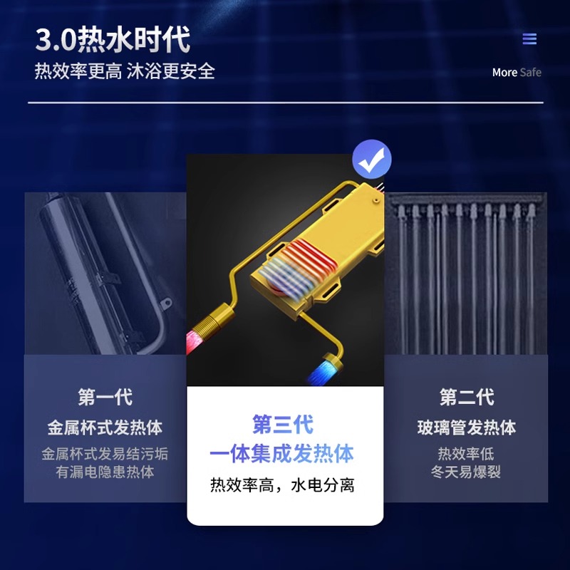 奥克斯即热式电热水器家用小型速热淋浴洗澡机即热型卫生间恒温 - 图1