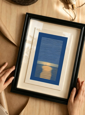 现代包豪斯中古客餐厅悬立体挂画