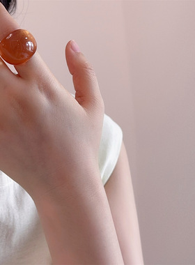 夸张独特切割面树脂晕染戒指女in