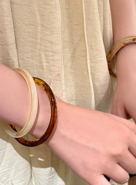 港风复古不规则树脂纹理手镯女小