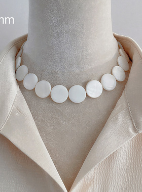 简约小众设计感天然贝壳圆片项链