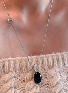 多种戴法美拉德时髦虎眼石吊坠长款项链女个性简约气质毛衣链颈链