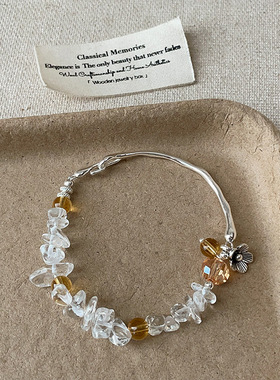 新中式不规则白水晶串珠手链女复古轻奢百搭时尚潮流气质手环手饰