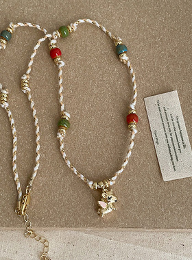 小众设计感飞马彩石编绳项链女可爱精致时尚潮流百搭颈链锁骨链