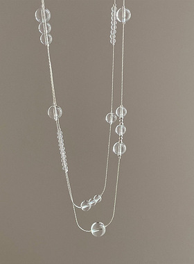 夏季简约百搭透明圆球串珠长款项