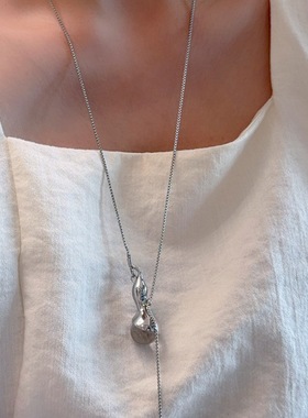 水晶葫芦吊坠毛衣链耳钉女气质轻