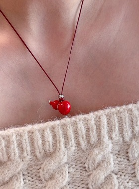 复古金属滴油葫芦吊坠毛衣链项链女时尚简约设计感长款颈链配饰品