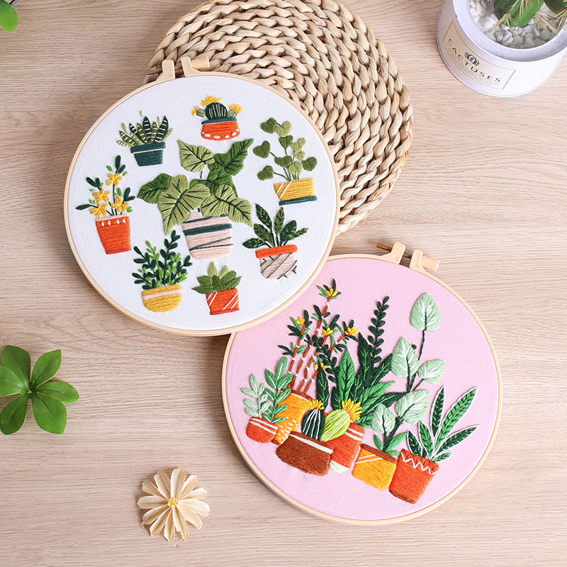 凤美美手工刺绣diy材料包绿植花卉植物盆栽新手入门绣花缝纫套装,淘宝优惠券,粉丝福利购,淘宝优惠卷