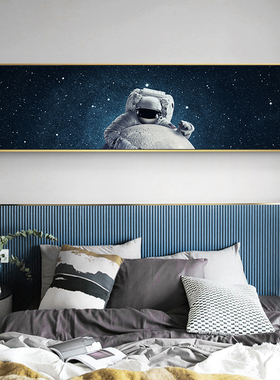 星际风宇宙黑白横幅墙壁装饰画