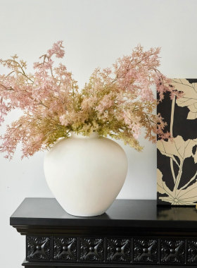 木工小舅 新中式陶瓷花瓶中古黑色轻奢插花摆件高级小众家居装饰