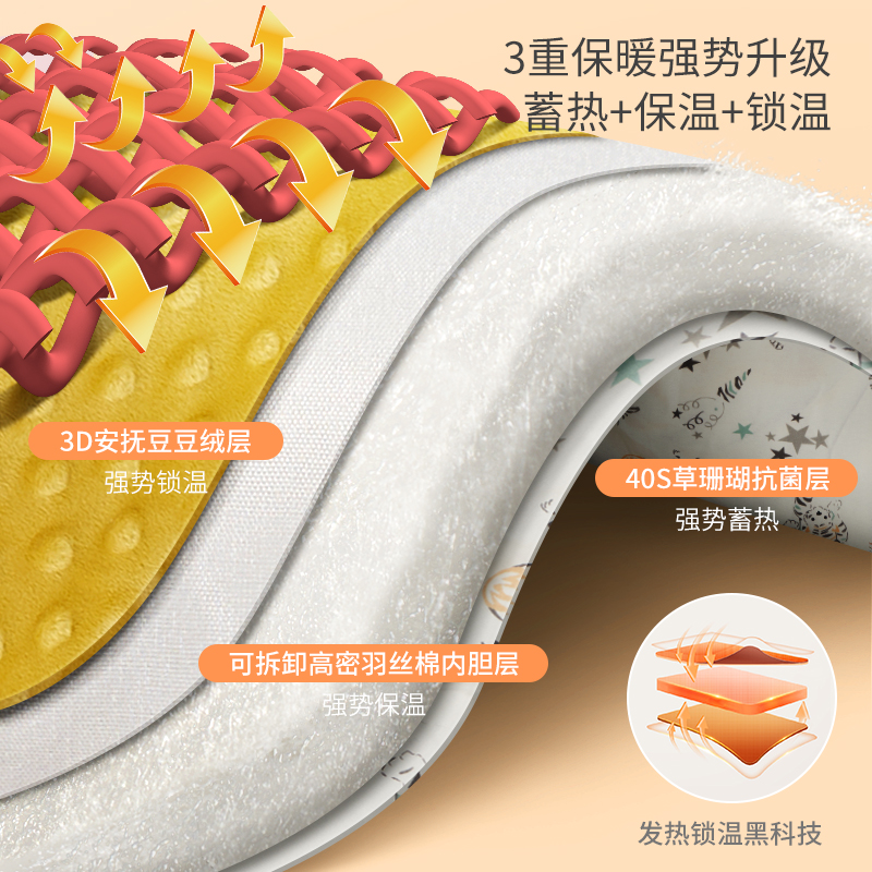 婴儿睡袋豆豆绒防惊跳新生儿可脱胆恒温纯棉宝宝防踢被秋冬加厚