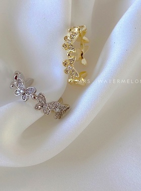 微镶蝴蝶ins潮风超仙开口戒指