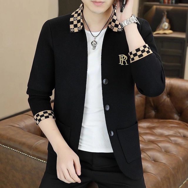 Trendy brand lapel spring and autumn jacket embroidered sweater jacket