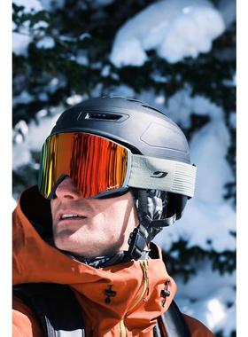 代购JULBO女士滑雪镜变光防紫外线宽视野高清视觉无框大镜片红色