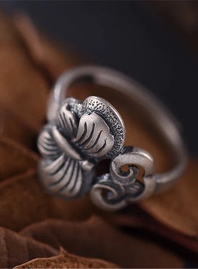 立体蝴蝶文艺风送礼物手工老银匠