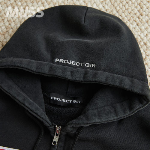 现货 PROJECT G/R BEWARE OFGOD 复古水洗做旧印花拉链卫衣 25SS - 图2