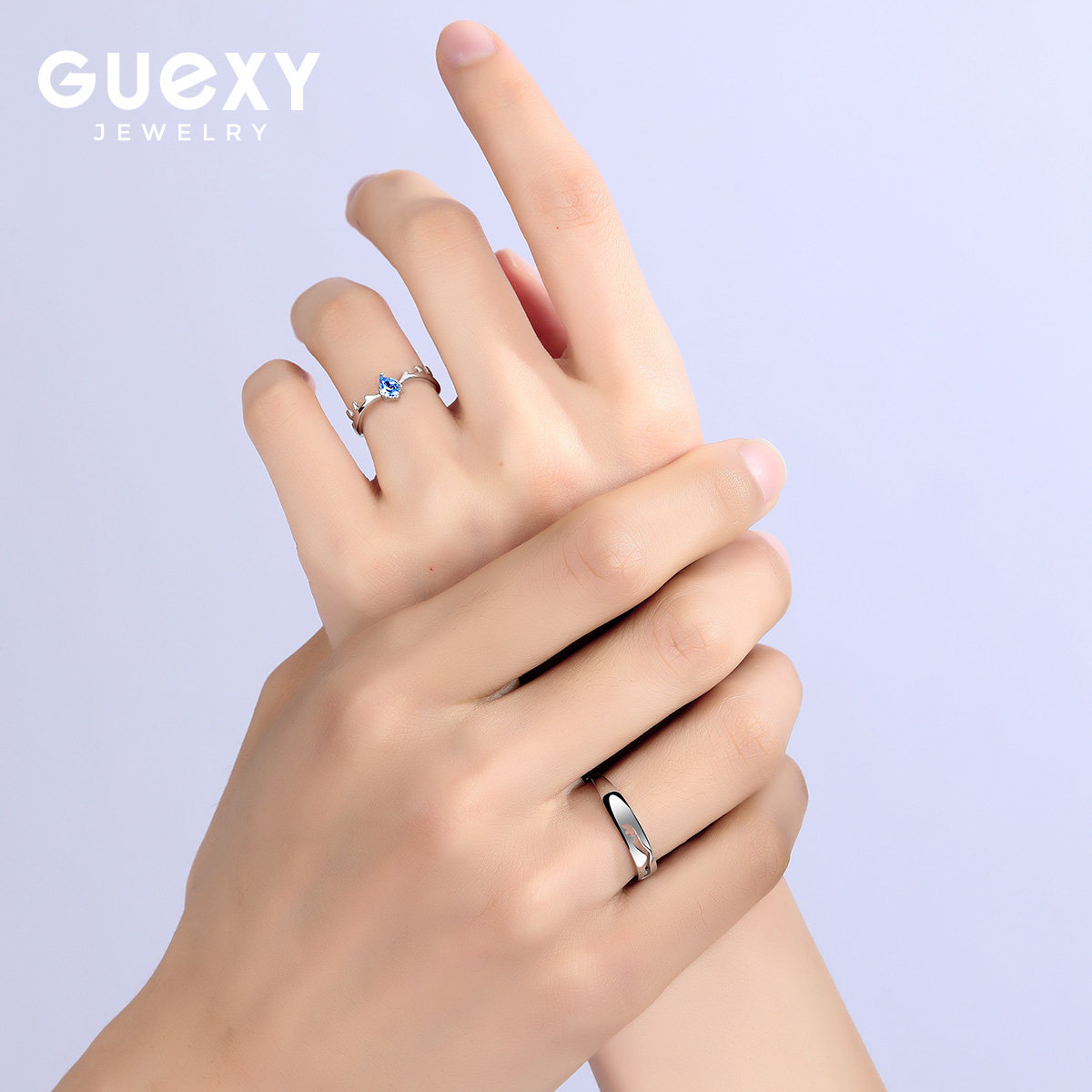 采施华洛世奇纯银一对女情侣戒指 guexy戒指/指环