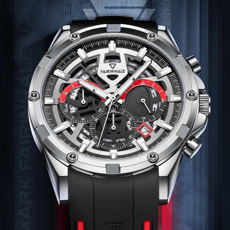 马克华菲新款正品牌男士镂空手表 马克华菲手表国产腕表