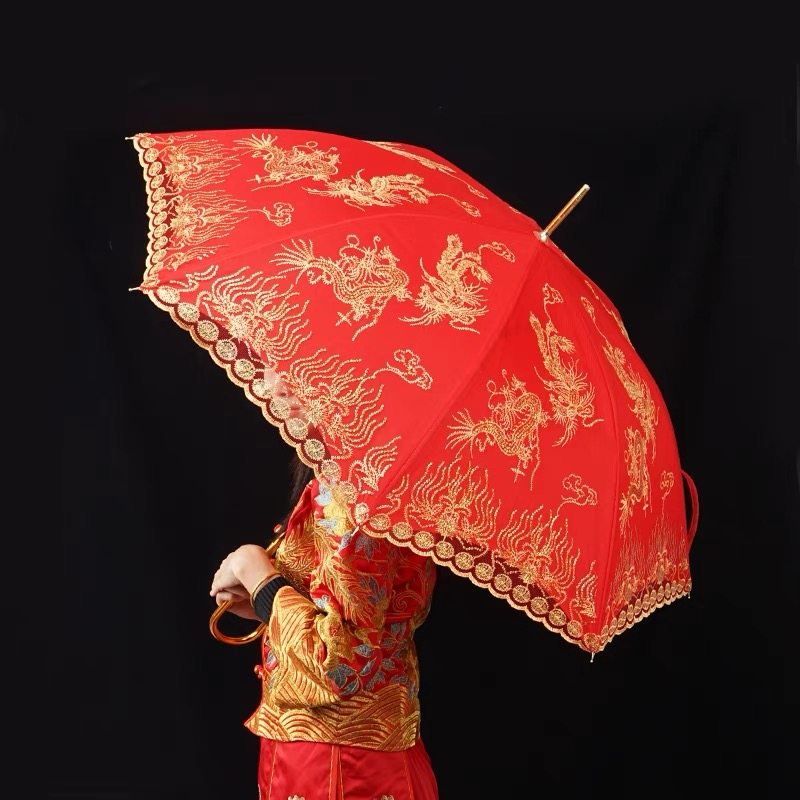 红伞新娘伞婚庆伞大红色接亲伞出嫁花边长柄结婚雨伞用的婚礼雨伞,淘宝优惠券,粉丝福利购,淘宝优惠卷
