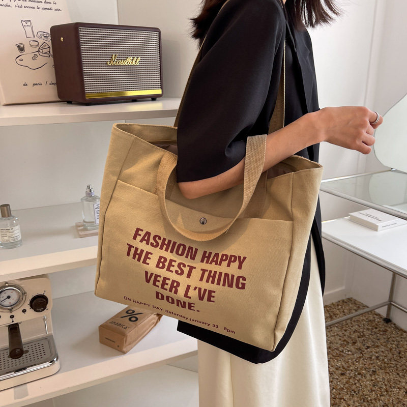 大容量通勤单肩女2023新款帆布包包 圣利威女士包袋