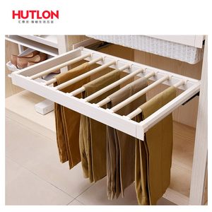 汇泰龙衣柜伸缩裤架抽拉式阻尼缓冲多功能家用裤架收纳移动YG系列