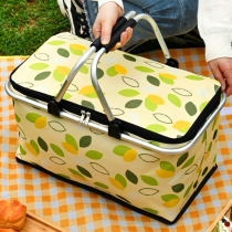 Picnic Basket Spring Tours Foldable Outdoor Wild Cooking Camping Insulated Hand Lift Basket Props Items Containing Basket basket