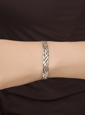 adhora三色银丝压花六编手链女小众设计感手环送女友生日礼物手饰