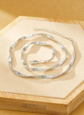 ADHORA意大利18K工艺 S925银4M扭银丝手链项链