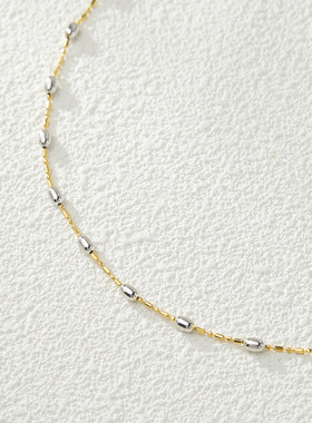 ADHORA S925银项链双色椭圆珠链女锁骨链年轻高级感百搭送女友