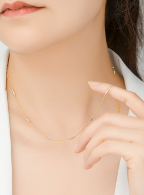 ADHORA S925银十字间2.0光珠短棍珠双色项链