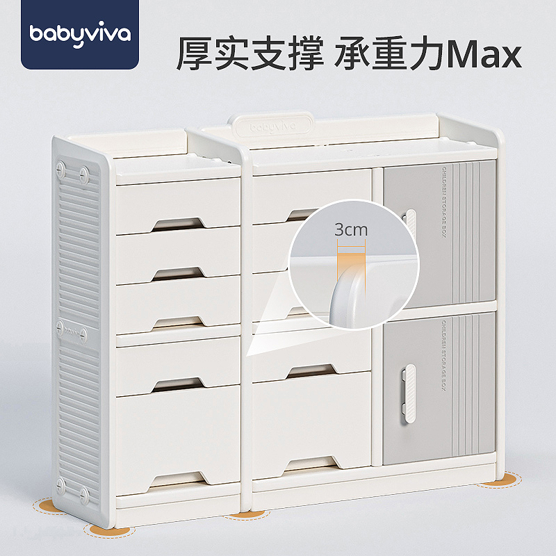 babyviva儿童储物柜玩具收纳架家用婴儿用品喂养台收纳柜宝宝置物 - 图3