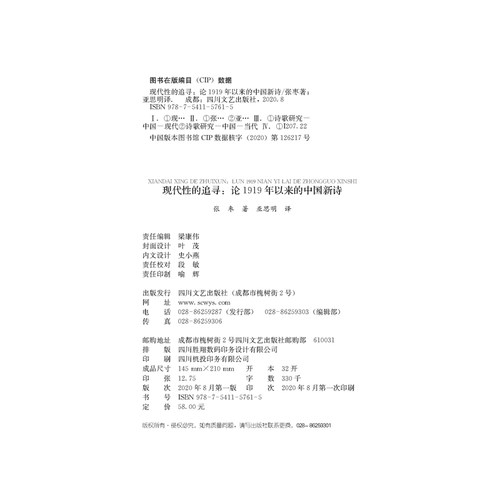 现代性的追寻 论1919年以来的中国新诗 张枣著 一部不一样的新诗史 认识张枣诗学中国新诗 - 图0