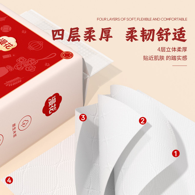 漫花2026新款悬挂式挂墙式抽纸红色喜庆纸巾暴富 320抽/提-MS,淘宝优惠券,粉丝福利购,淘宝优惠卷