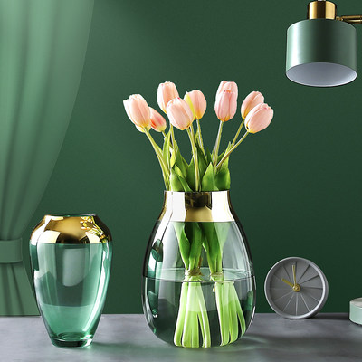 现代简约轻奢玻璃花瓶透明水养插花鲜花花器摆件北欧创意客厅餐桌 虎窝淘