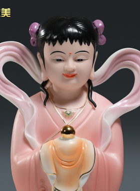 微美陶瓷8至14寸善财童子龙女像
