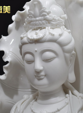 慈祥禅意风观世音菩萨陶瓷佛像