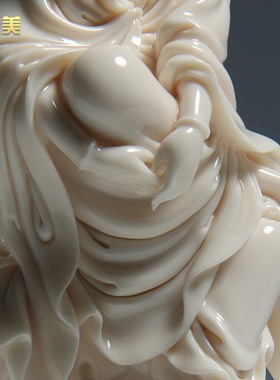 微美陶瓷坐岩自在观音实心瓷像