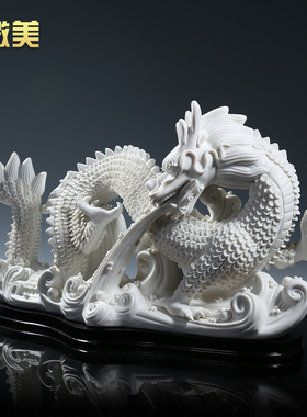 红色双龙戏珠工艺品摆件