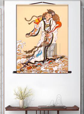 吕洞宾画像吕祖神像供奉画纯阳祖师爷孚佑帝君客厅玄关装饰卷轴画
