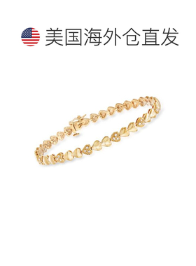自营Ross-Simons 18kt 金镶钻心形手链 - 7 英寸 美国奥莱直发