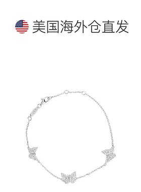 自营 Suzy Levian 纯银白色方晶锆石蝴蝶手链 - 白色 美国奥莱直