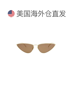 自营saint laurent猫眼镜框金属太阳眼镜-金色金色棕色 美国奥莱
