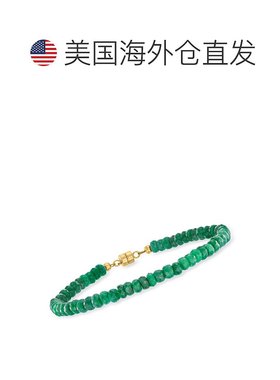 自营Ross-Simons Emerald Bead Bracelet With 14kt Yellow Gold