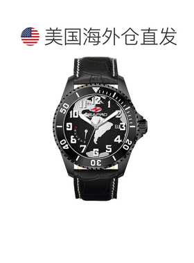 自营Seapro Men's Voyager Black Round 42mm - black 美国奥莱直
