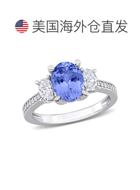 自营 Mimi & Max Oval Cut Tanzanite 5/8ct Diamond 3-Stone Rin
