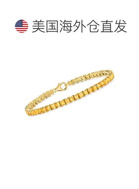 自营ross-simonsRoss Simons方形黄水晶网球手镯，18K金镀银，8英