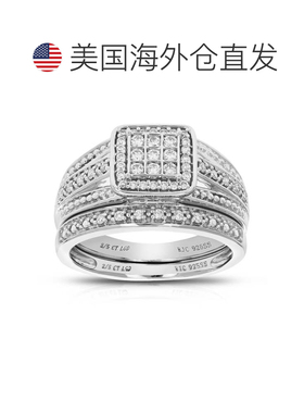 自营vir jewels2/5 克拉圆形切割实验室培育钻石新娘镶嵌 49 颗宝